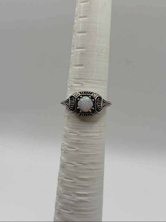 Jewelry - Sterling-Style White Opal Accent Ring - Vintage-Inspired Women's Jewelry